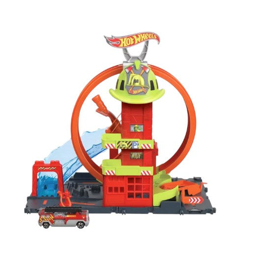 Hot Wheels City Super Loop Fire Station Playset, Track Set