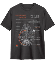 Millennium Falcon Charcoal Adult T-shirt