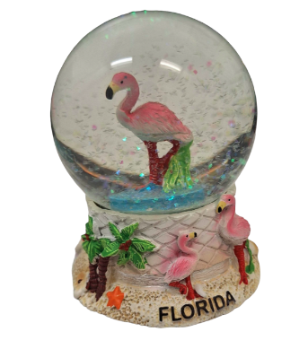 Florida Flamingo Polyresin Snow Globe