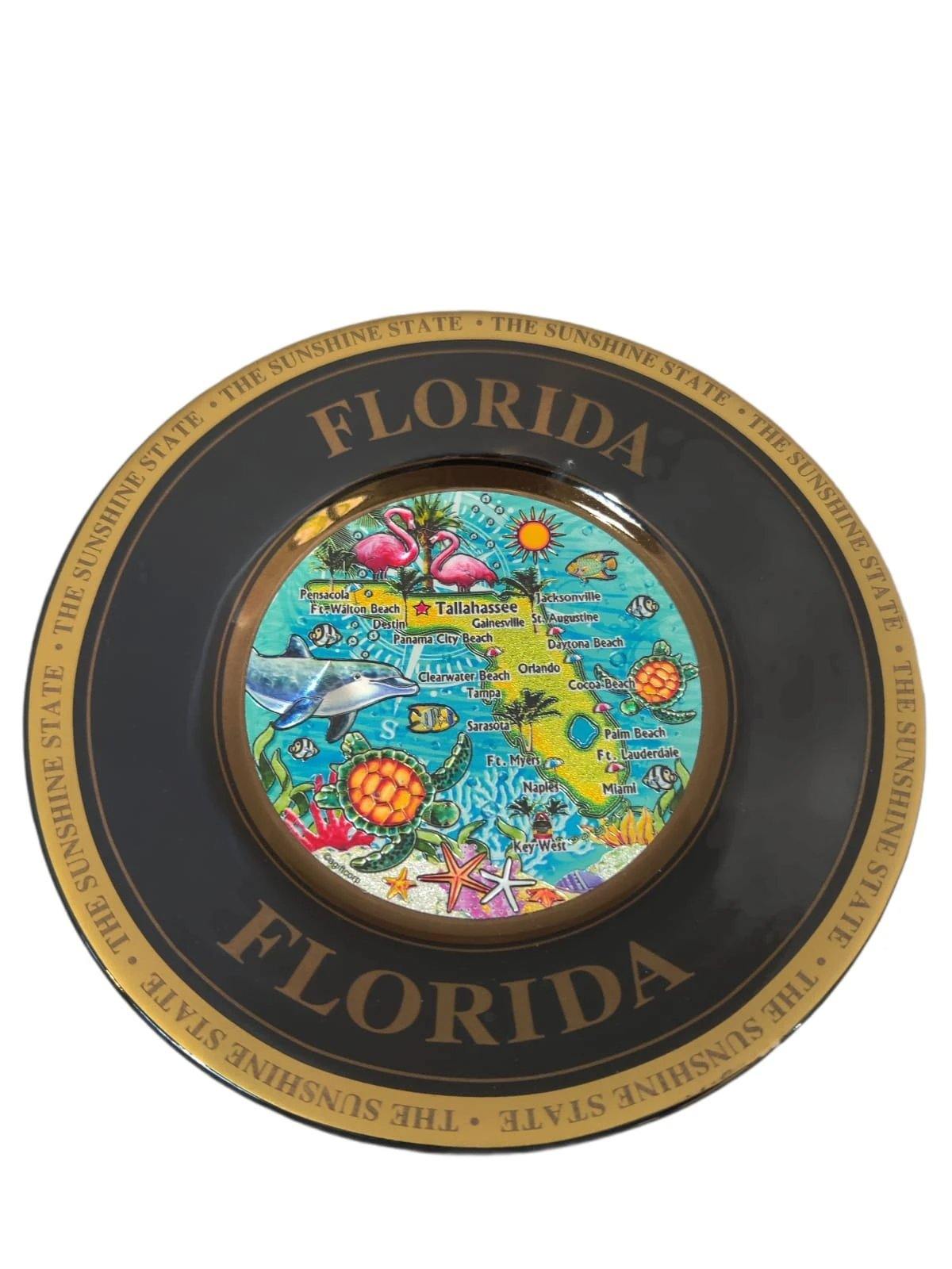 Florida Map Ceramic 6" Plate with Stand