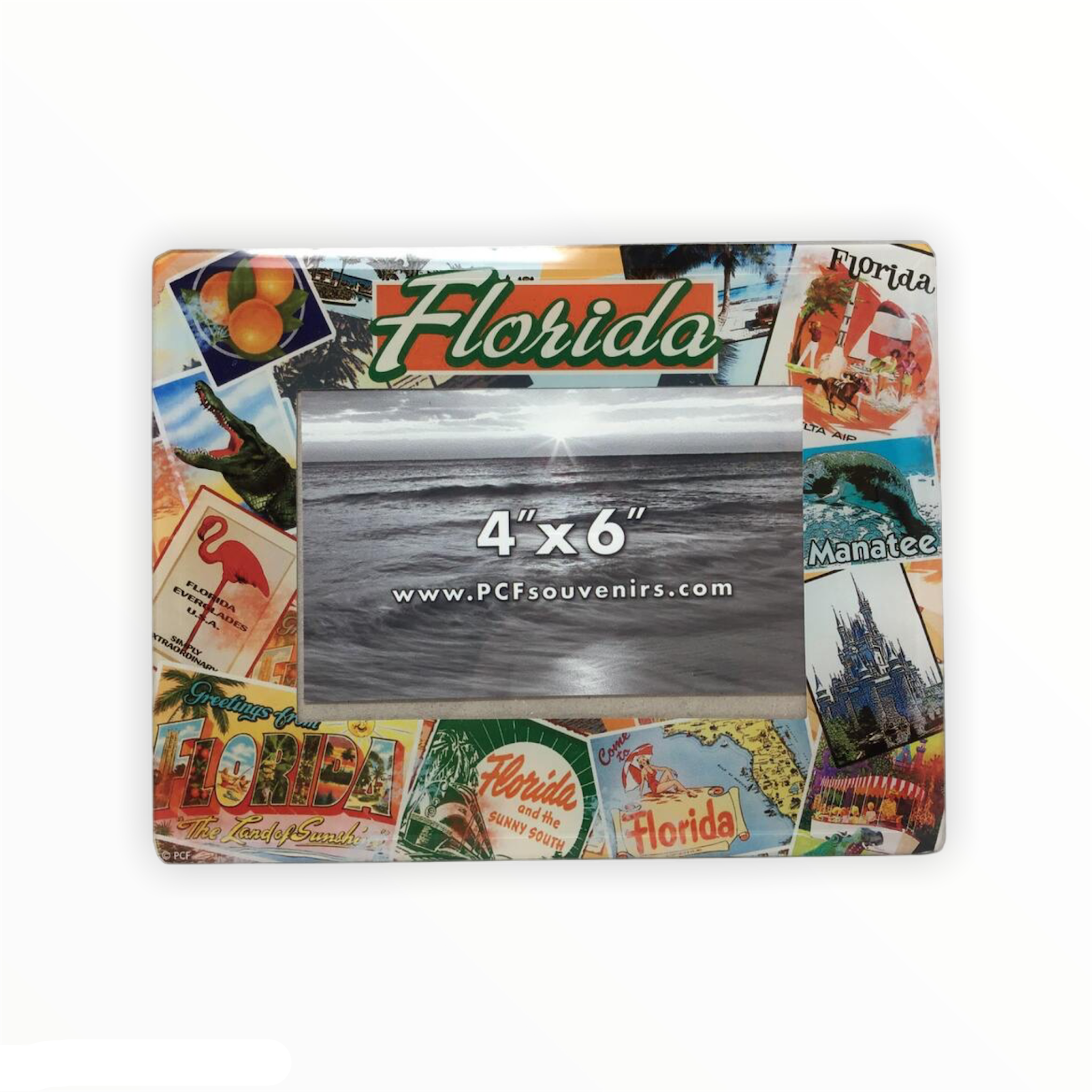 Florida Retro Glass Photo Frame 4x6"