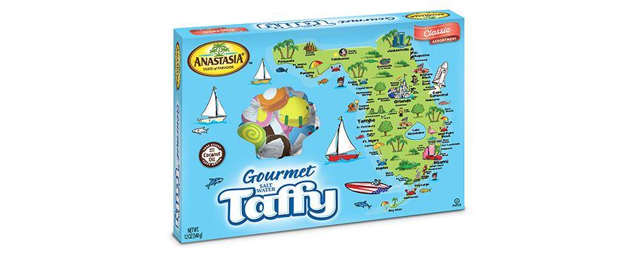 Florida Salt Water Taffy, Assorted Flavors, 12oz Box