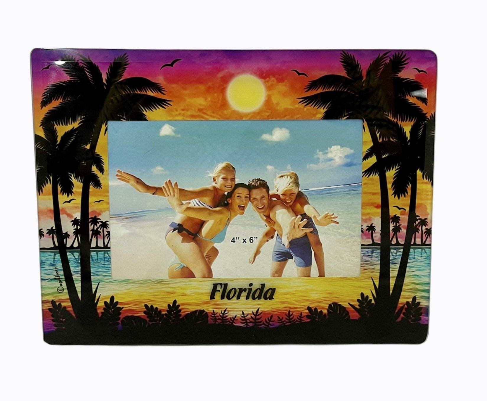 Florida Sunset Palms Glass Photo Frame 4x6"