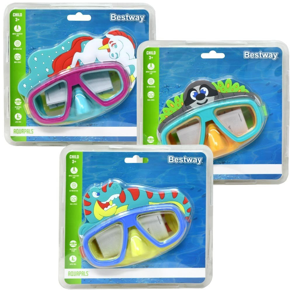Hydro-Swim Character Aqua pals Mask with UV coating on blister card -asst-1pc