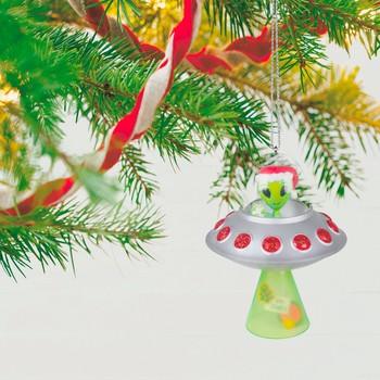 Galactic Greetings Alien in UFO Ornament