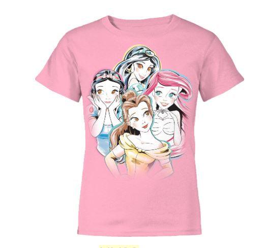 Girls Disney Princesses Group Soft Pink Shirt