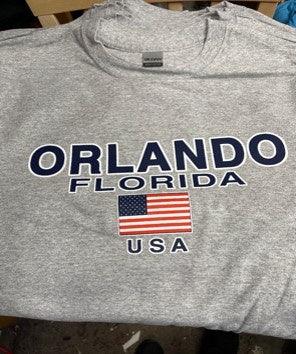 Gray T-Shirt Orlando Flag USA