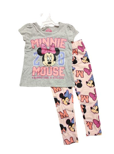 Minnie Mouse Light Grey Shirt & Pink Head Pants Set