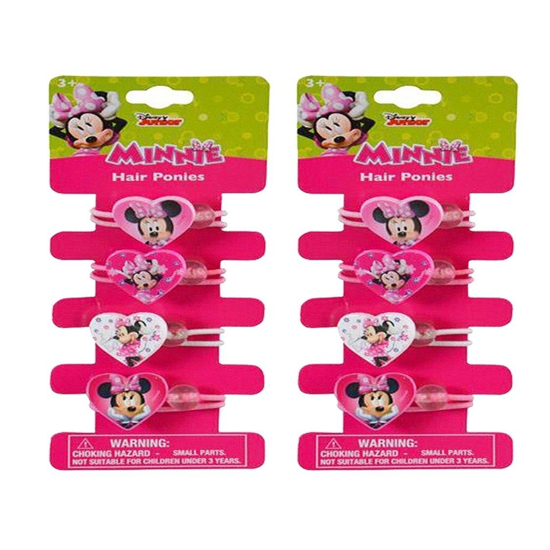 Hair Ponies Elastic Disney Ponytails Holders (8 ct Minnie Mouse (Heart Shape))