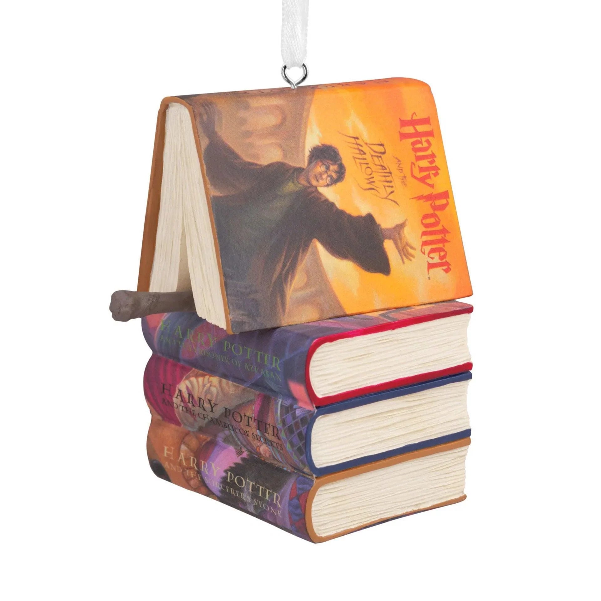 Hallmark Harry Potter Stacked Books with Wand Christmas Ornament