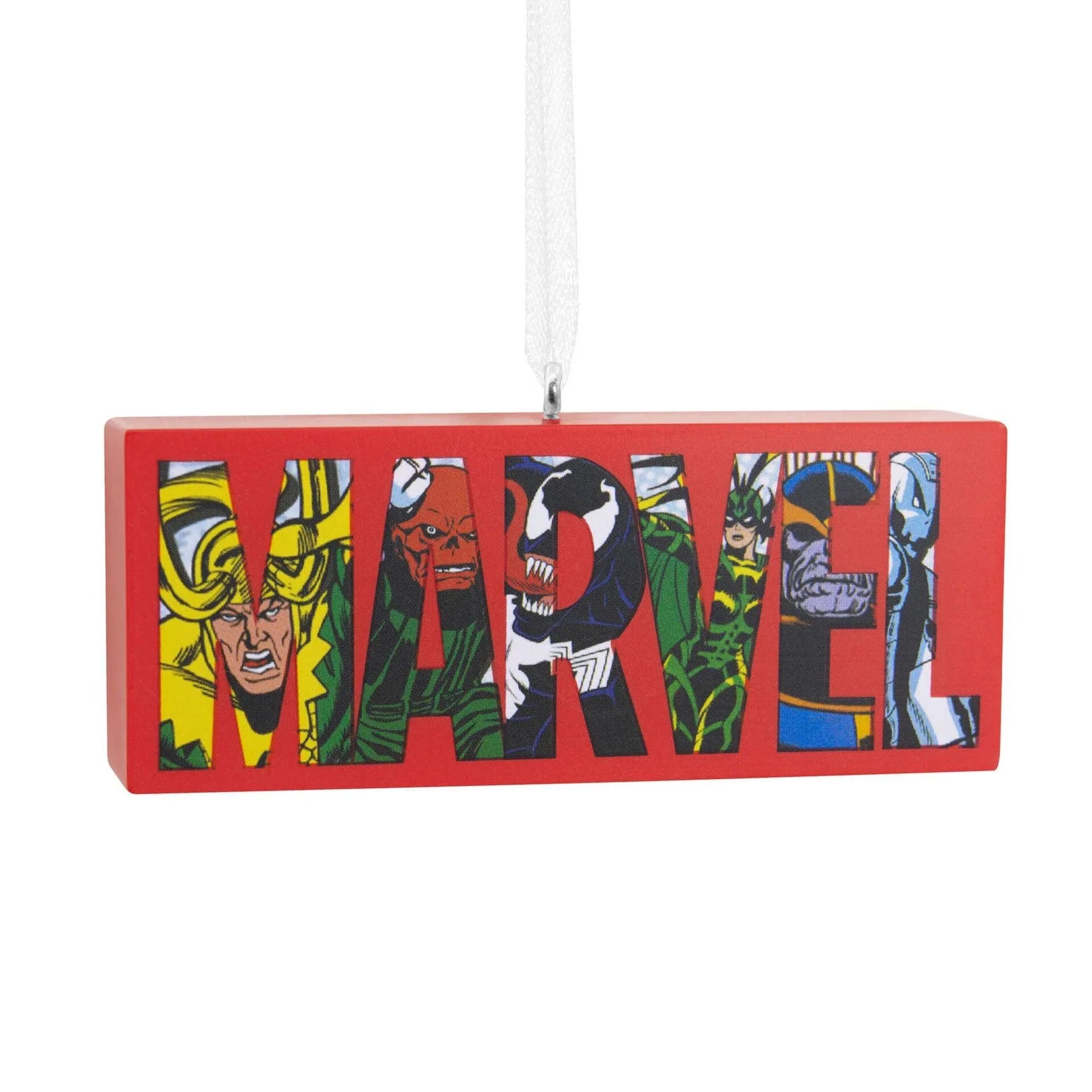 Hallmark Marvel Comics Heroes and Villains Logo Christmas Ornament