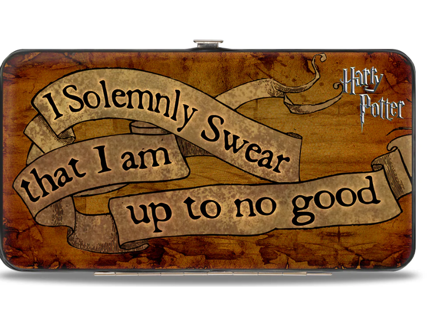 Harry Potter Banner Tan Black Hinged Wallet.