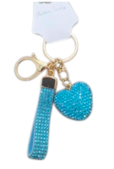 Fashion Heart Crystal Keychain - Aqua Blue