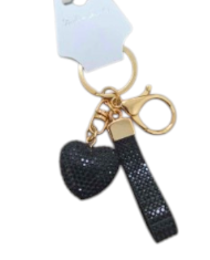 Fashion Heart Crystal Keychain - Black