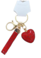 Fashion Heart Crystal Keychain - Red
