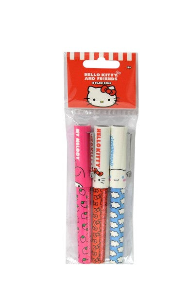 Hello Kitty & Friends 3pk Pens in Poly Bag with Header