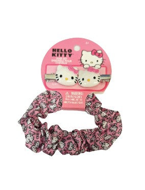 Hello Kitty Hair Scrunchy w/ 2 Clips on Header