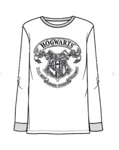 Adult Harry Potter Shimmery Crest Long Sleeve Top White