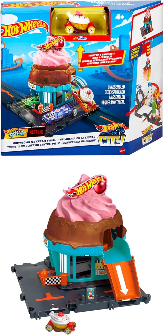 Hot Wheels City Downtown Ice Cream Swirl Play Set