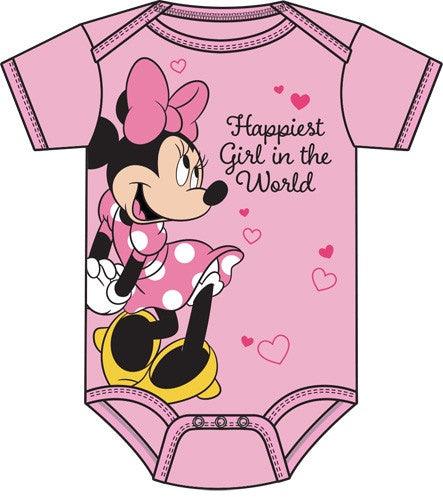 Infant Onesie "Girl In The World Minnie Mouse, Light Pink