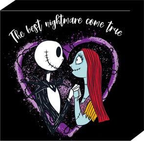 Jack and Sally The Best Nightmare 6" x 6"x 1.5" Box Wall Sign