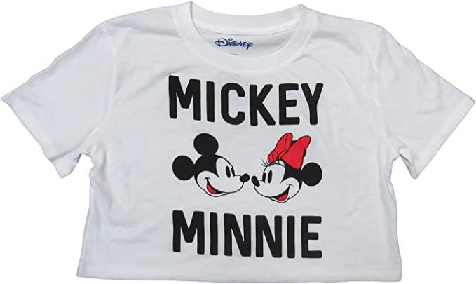 Junior's Mickey and Minnie Black and White Crop Top for Girls