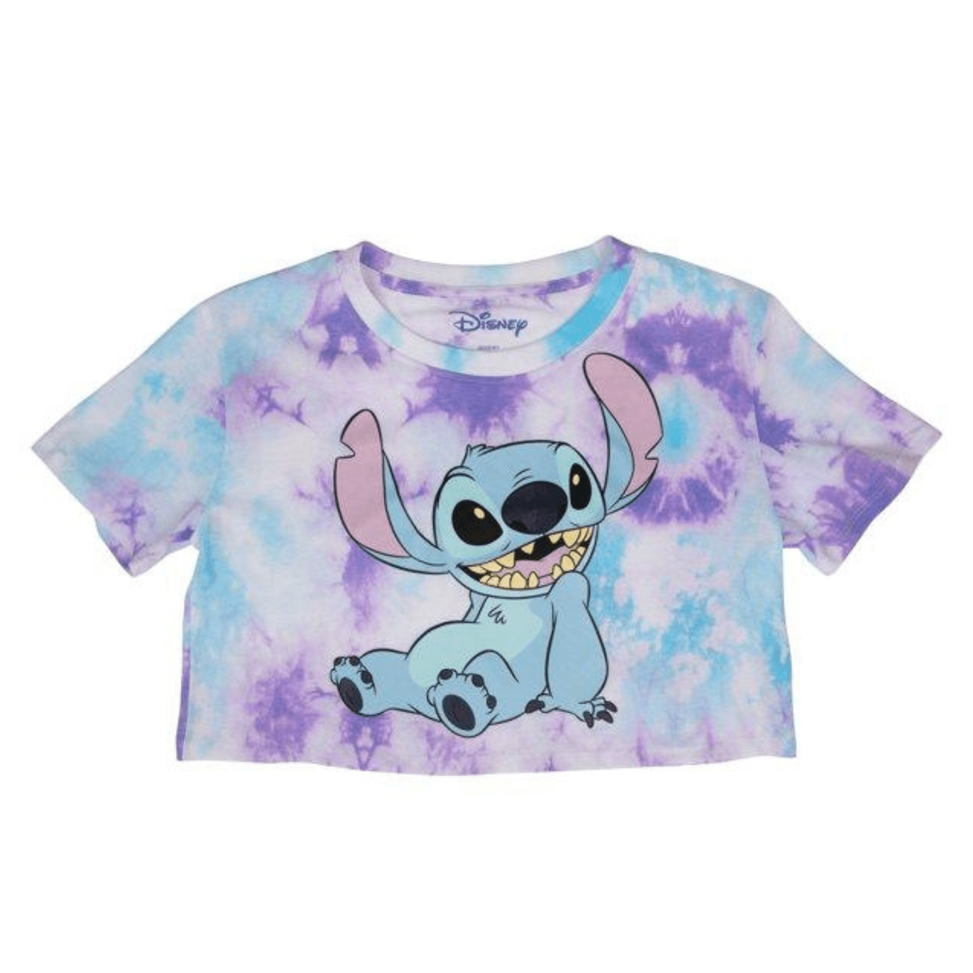 Junior Stitch Tie Dye Crop Top, Disney Shirt for Girls, Blue,