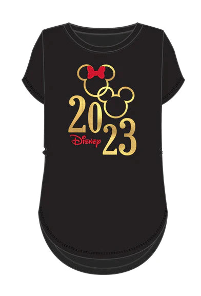 Juniors 2023 Mickey and Minnie Shirt Tail Tee