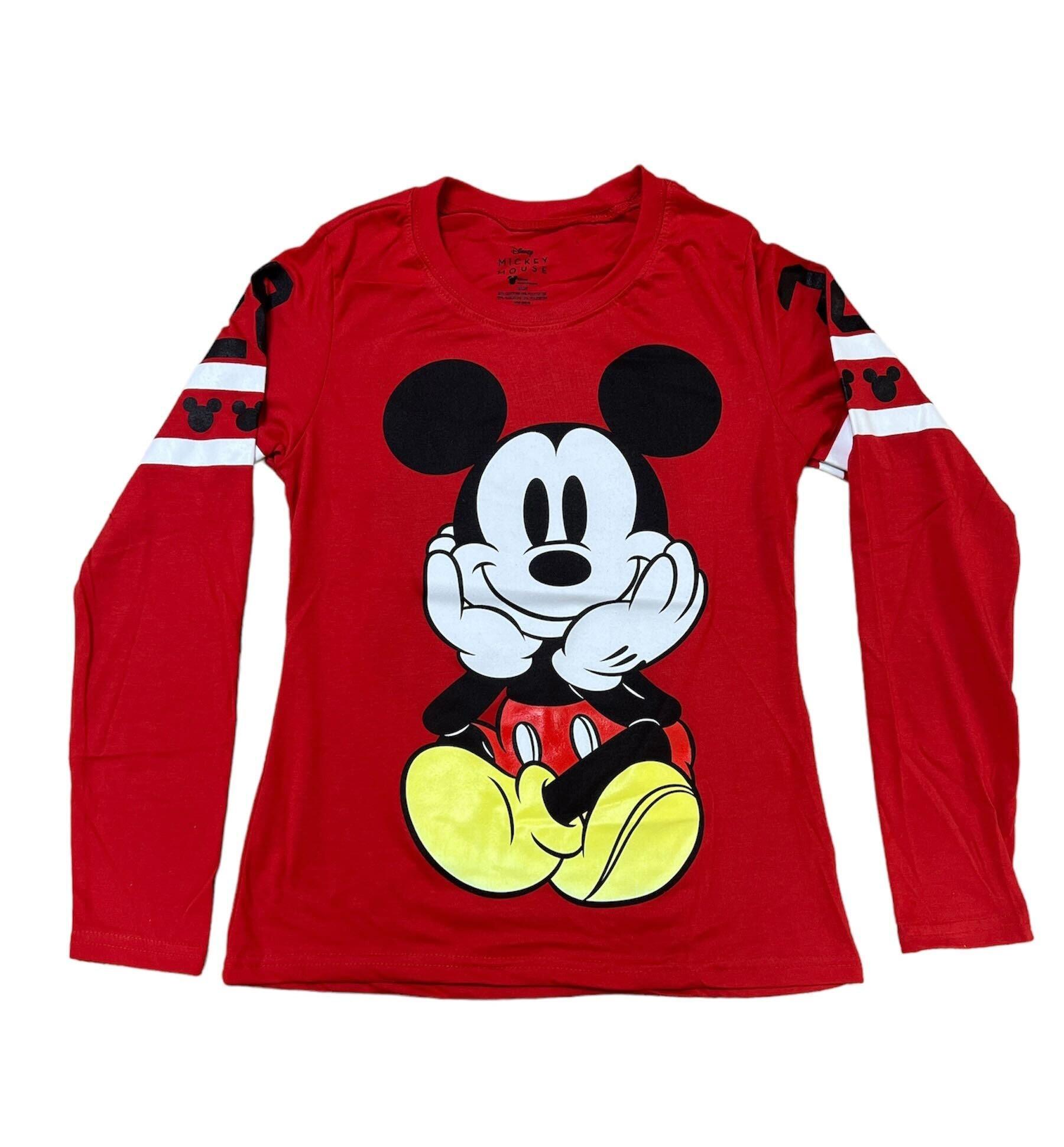 Juniors Disney Mickey Mouse Red Long Sleeve Shirt