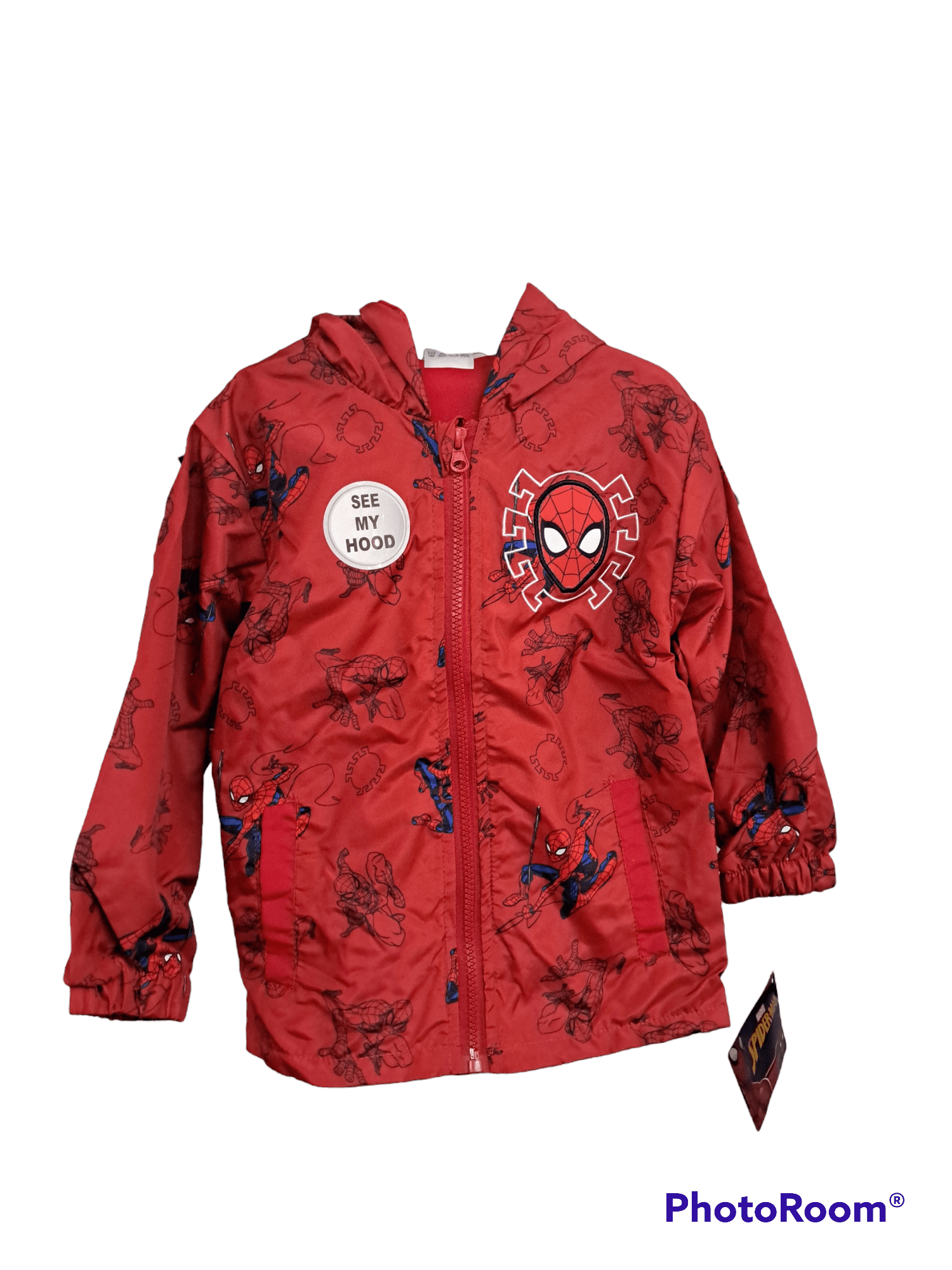 Kids Marvel Spiderman Hooded Jacket Red