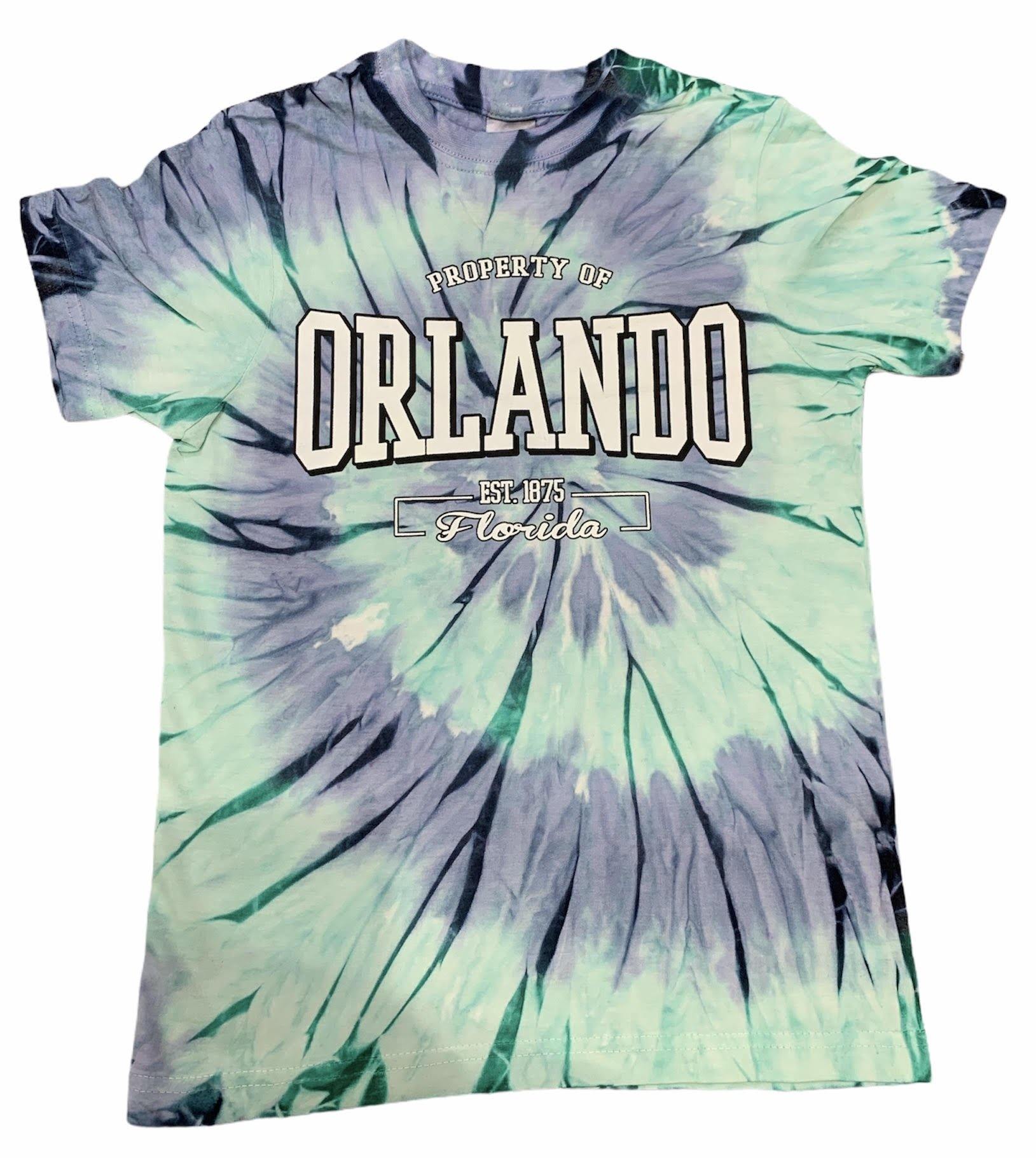 Kids Tie Dye Mint Navy T-shirt Property of Orlando