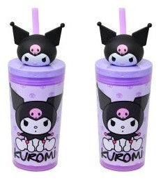 Kuromi 12oz Straw Tumbler with Molded Head Topper, 1pc