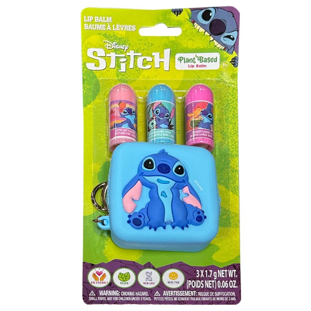 Stitch 3pk Lip Balm with Silicone Coin Bag