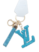 Fashion LV Crystal Keychain - Aqua Blue