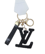 Fashion LV Crystal Keychain - Black
