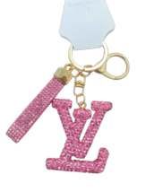 Fashion LV Crystal Keychain - Pink