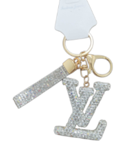 Fashion LV Crystal Keychain - White