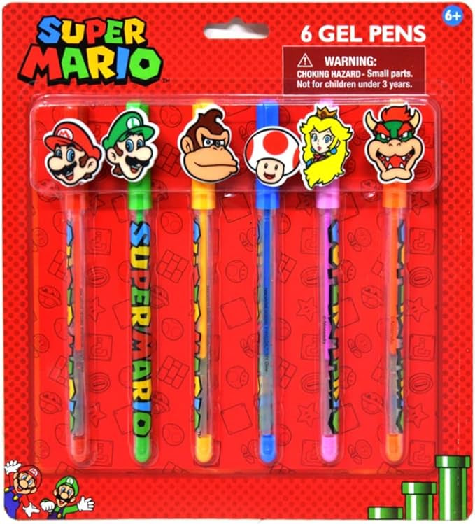 Mario 6pk Gel Pens on Card