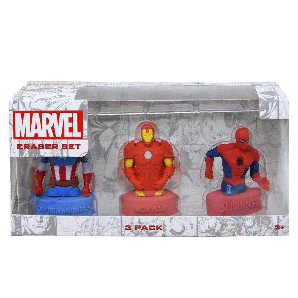 Marvel 3pk Figural Erasers Spiderman, Iron Man, Captain America