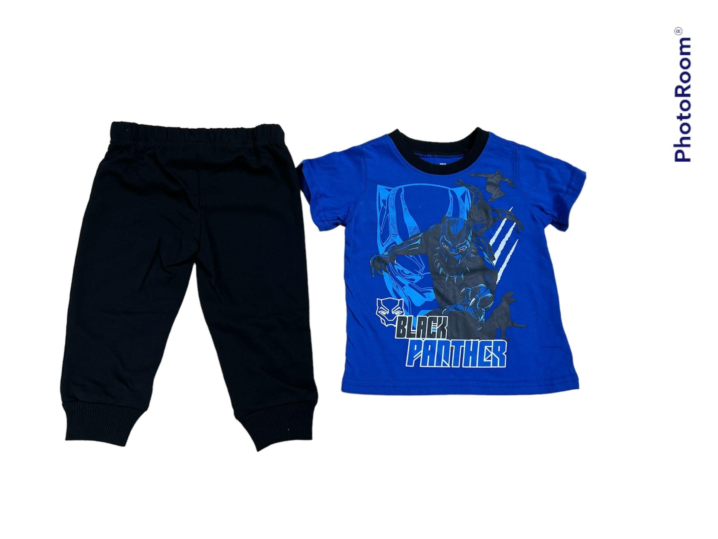 Marvel Black Panther 2 Pcs Set Blue Shirt and Black Jogger