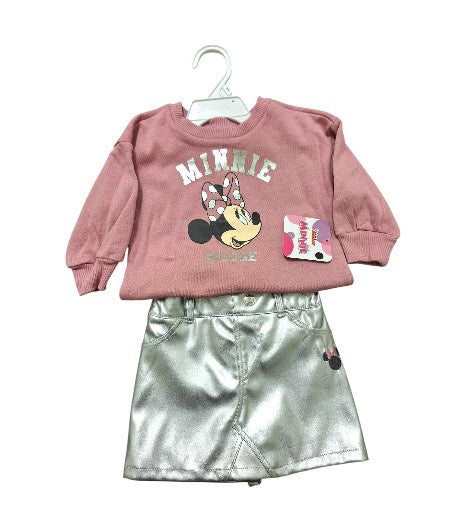 Minnie Mouse Set Mauve Sweatshirt & Silver Skirt