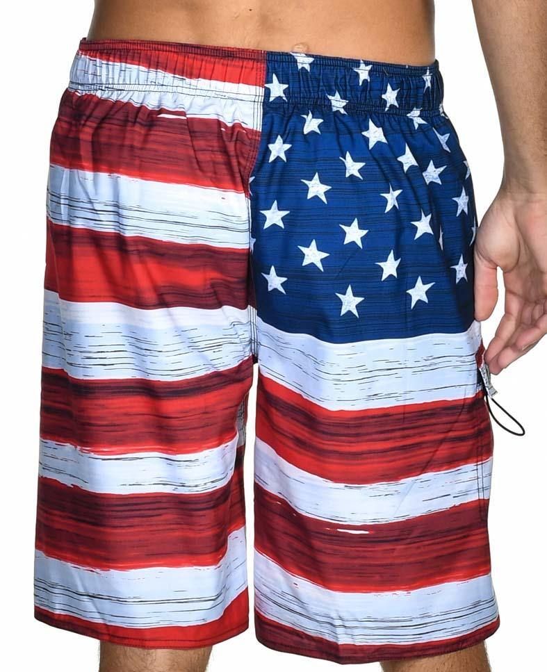 Men's American Flag Inspired Board Shorts Classic Red