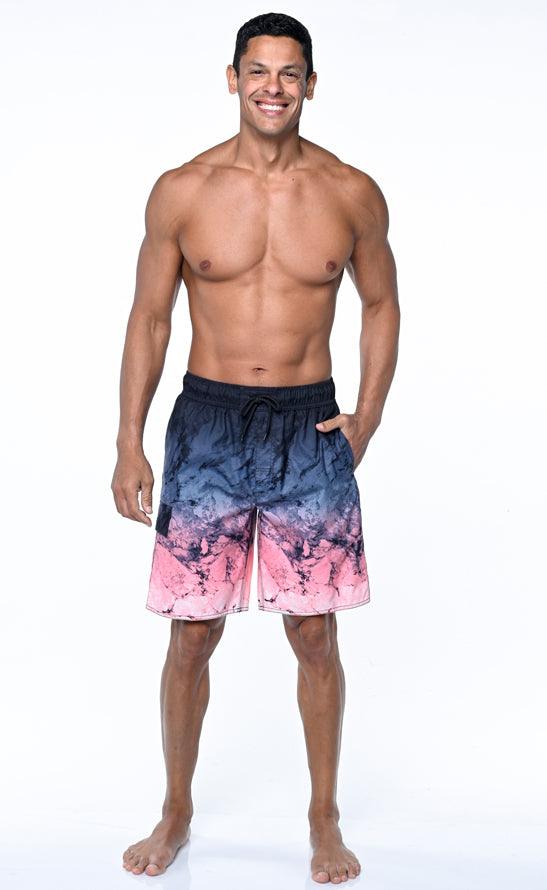 Men's Swim Shorts with Cargo Pocket and Full Elastic Waist