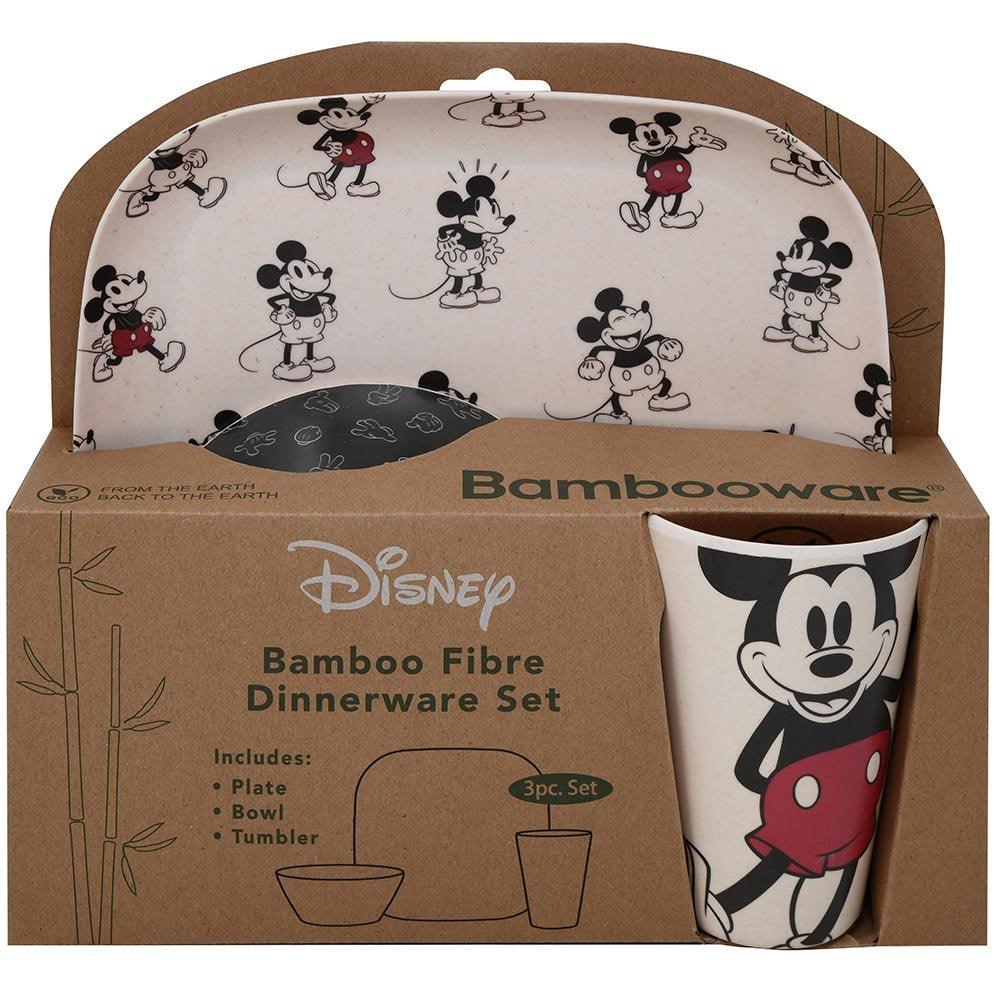 Mickey & Minnie Bamboo 3pc Dinner Set in Window Box