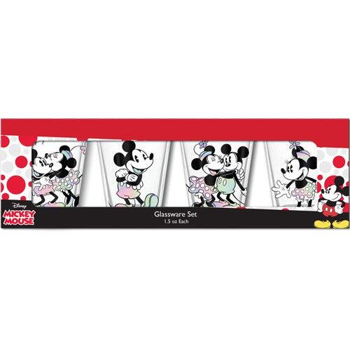 Mickey and Minnie Mouse 4pc Shot Glass Set