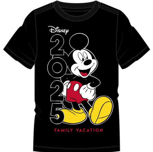 Disney Mickey 2025 Family Vacation Youth Tee Shirt Black