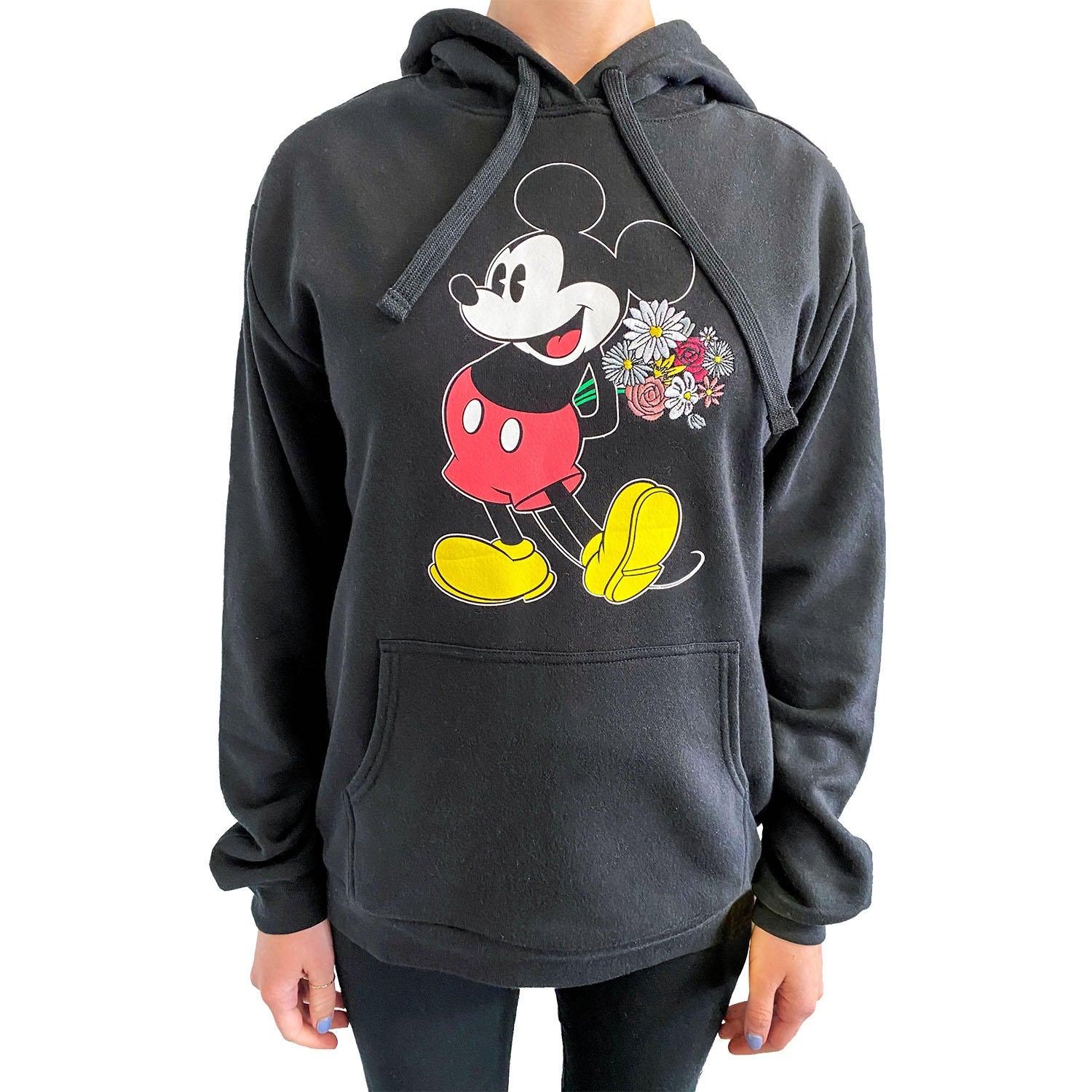 Mickey Floral Embroidery Fleece Sweatshirt