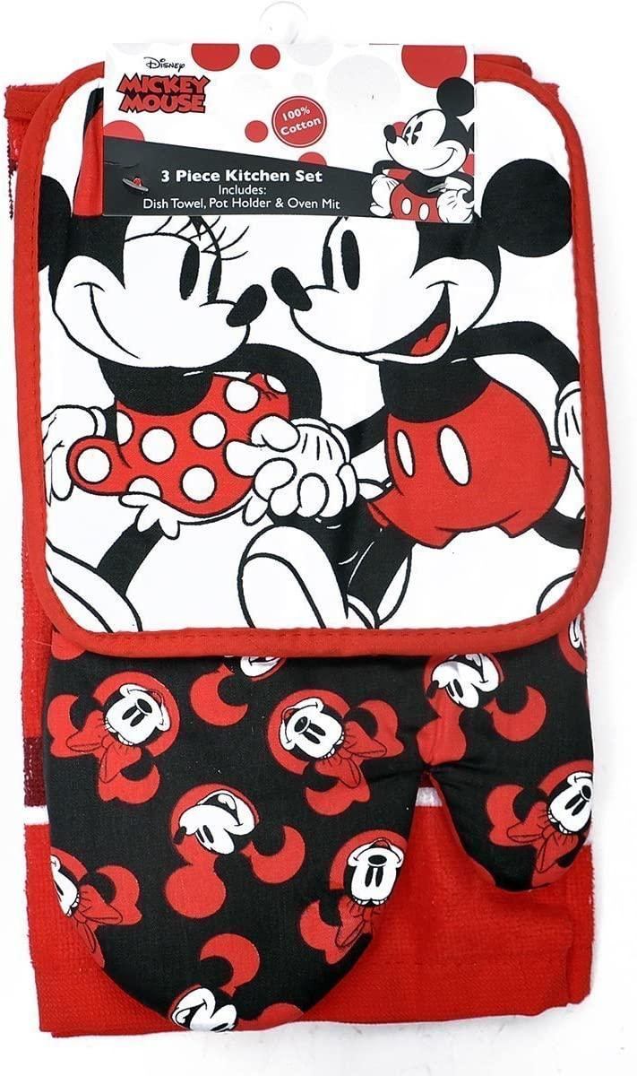 Mickey Minnie Stroll Oven Mitt, Pot Holder & Dish Towel Kitchen Set
