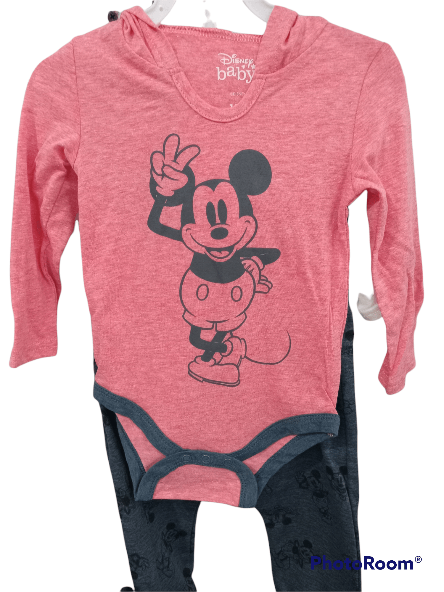 Mickey Mouse Red 3 Pack Jogger, Onesie with Hood and Ears