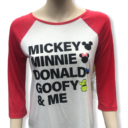 Mickey Mouse Shirt for Women, 3/4 Length Sleeve Baseball Tee